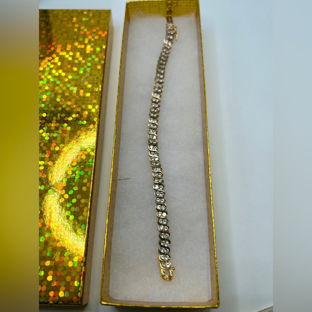 Vintage Designer Gold Vermeil Sterling Tennis Bracelet​ - Picture 2 of 11